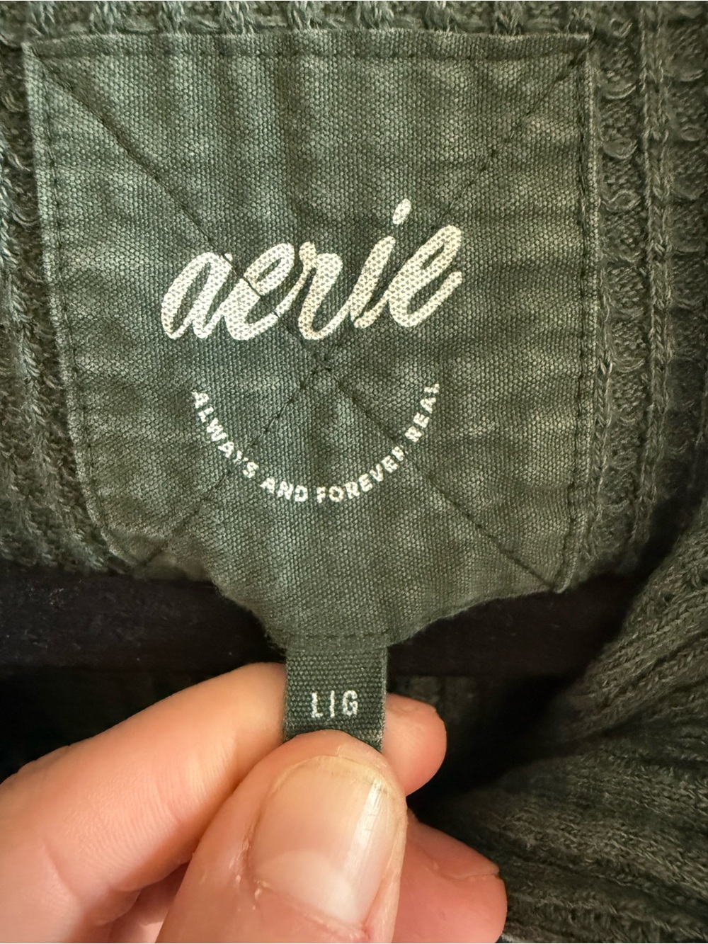 Aerie Oversized Waffle Knit Shacket Button Front Top Green Size Large - Picture 2 of 3